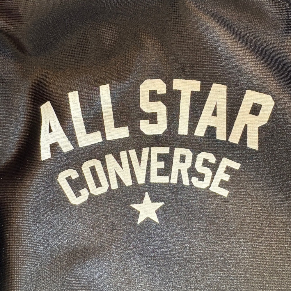 Vintage Converse All Star Track Jacket Full Zip Mesh Sleeve Black Women's Size S - Picture 14 of 14
